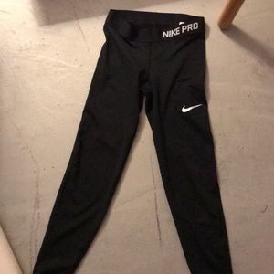 These pants are black athletic tights.